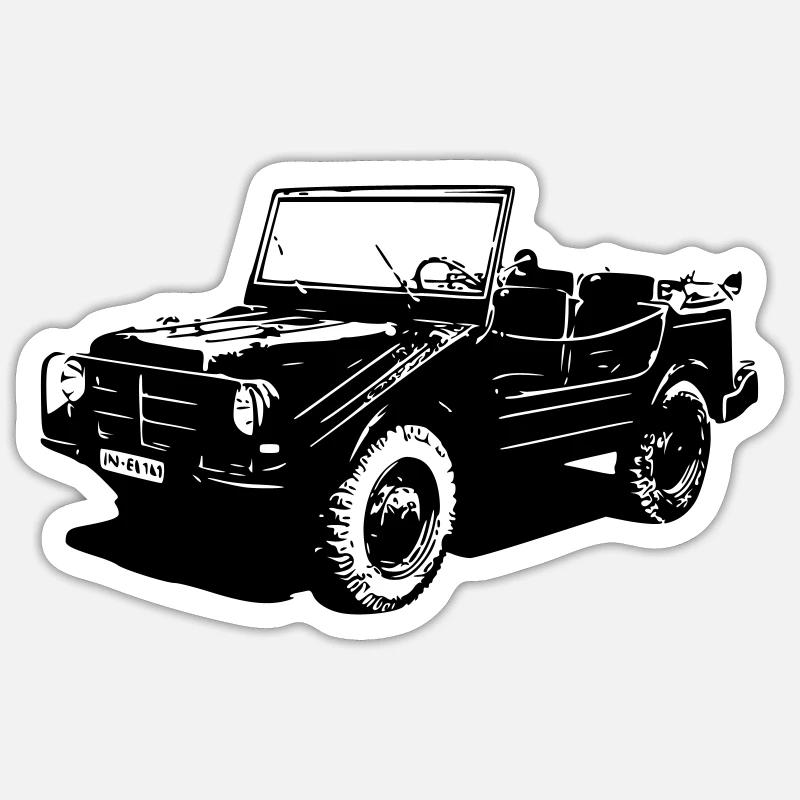DKW Munga - Sticker Größe S (10 x 10 cm) - Mattweiß