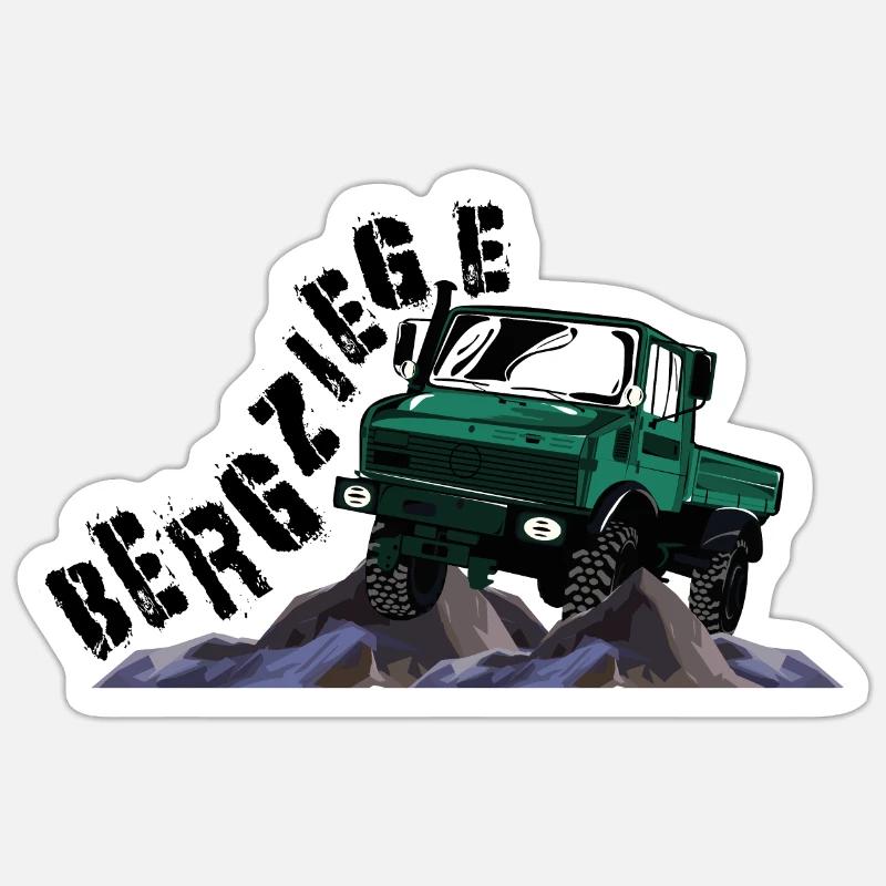 Bergziege - Unimog - Offroad - Oldtimer Sticker Größe S (10 x 10 cm)