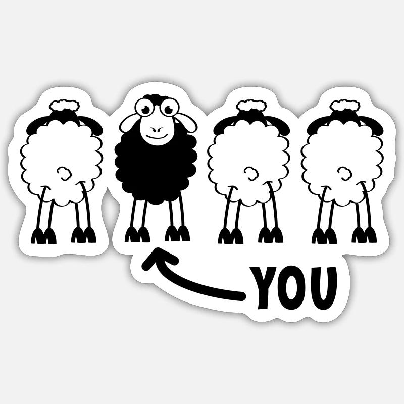 Das schwarze Schaf, das du bist. anders sein Sticker Größe S (10 x 10 cm)