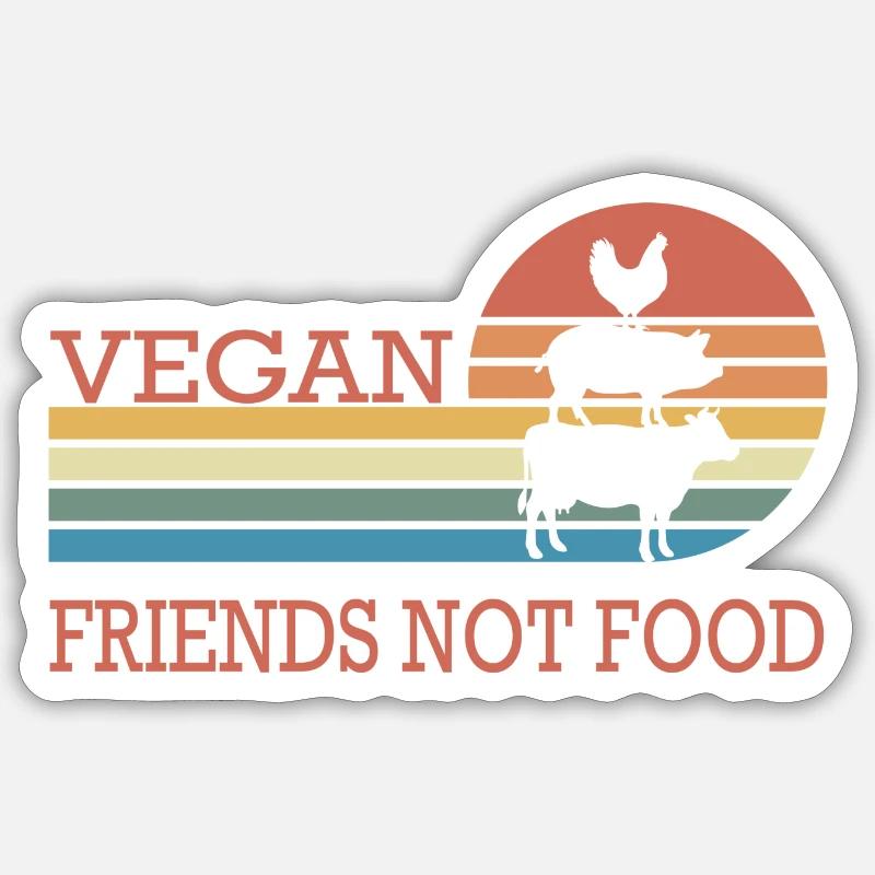 Amis végétaliens pas de nourriture - Sticker taille S (10 x 10 cm) - blanc mat