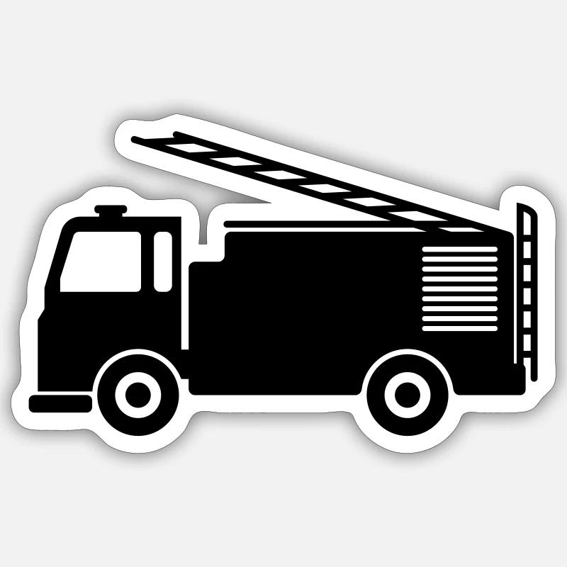 Feuerwehrauto - Sticker Größe S (10 x 10 cm) - Mattweiß