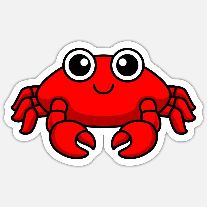 Crabe Comic Animal - Sticker taille S (10 x 10 cm) - blanc mat