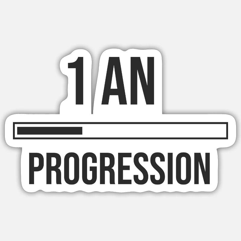 bar de progrès anniversaire un an 1 an bébé Sticker taille S (10 x 10 cm)