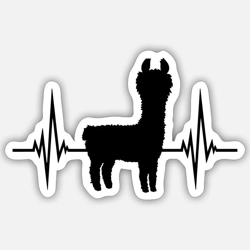 Pulse Lama Heartbeat - Sticker taille S (10 x 10 cm) - blanc mat