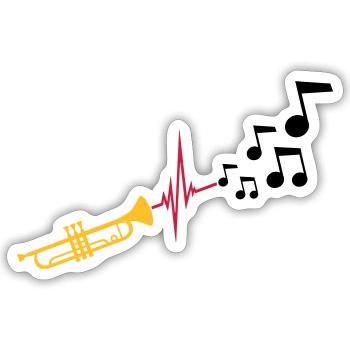 Notes Heartbeat Trompette - Sticker taille S (10 x 10 cm) - blanc mat - Devant