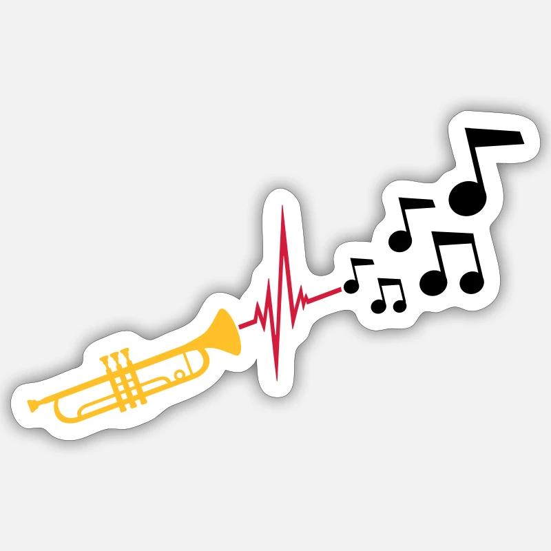 Notes Heartbeat Trumpet - Sticker size S (10 x 10 cm) - white matte