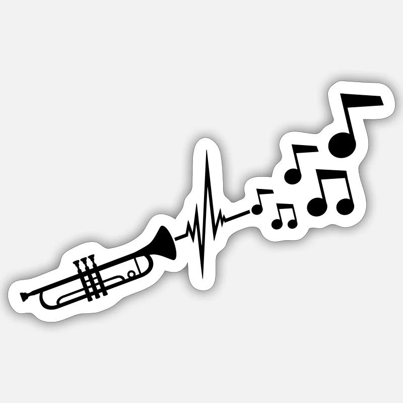 Instrument Trompette Notes - Sticker taille S (10 x 10 cm) - blanc mat