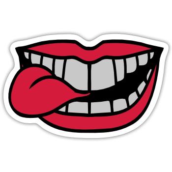 Stretch out your mouth tongue - Sticker size S (10 x 10 cm) - white matte - Front