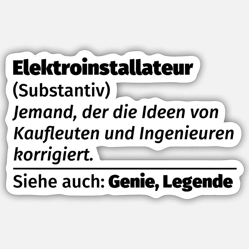 Elektroinstallateur Definition - Sticker Größe S (10 x 10 cm) - Mattweiß