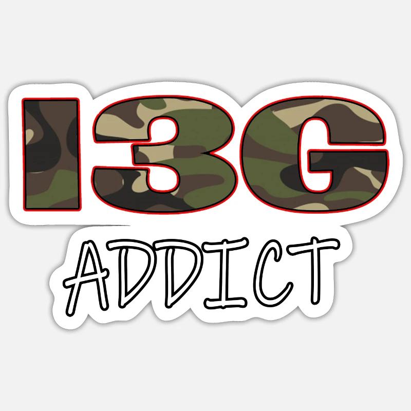 I3G ADDICT camouflage - Sticker taille S (10 x 10 cm) - blanc mat