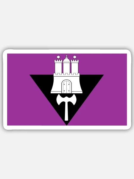 Labrys Lesbian Hamburg Flag - Sticker Größe S (10 x 10 cm) - Mattweiß