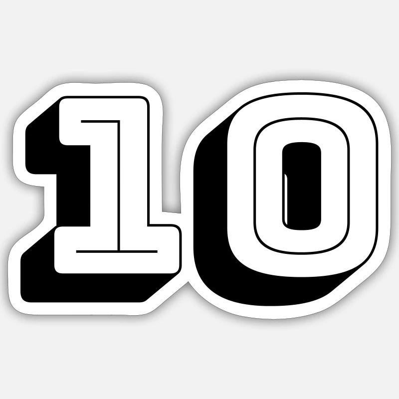 Numéro de maillot - Dix - Numéro - Sticker taille S (10 x 10 cm) - blanc mat