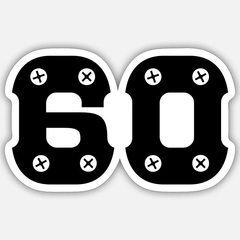60th birthday - Sticker size S (10 x 10 cm) - white matte
