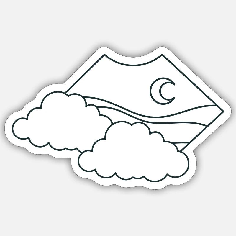 Nuage BOHO au-dessus de la lune Sticker taille S (10 x 10 cm)