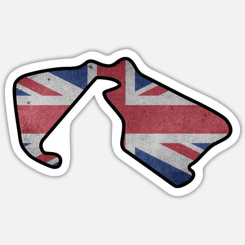 Piste de course de Grande-Bretagne avec drapeau Sticker taille S (10 x 10 cm)