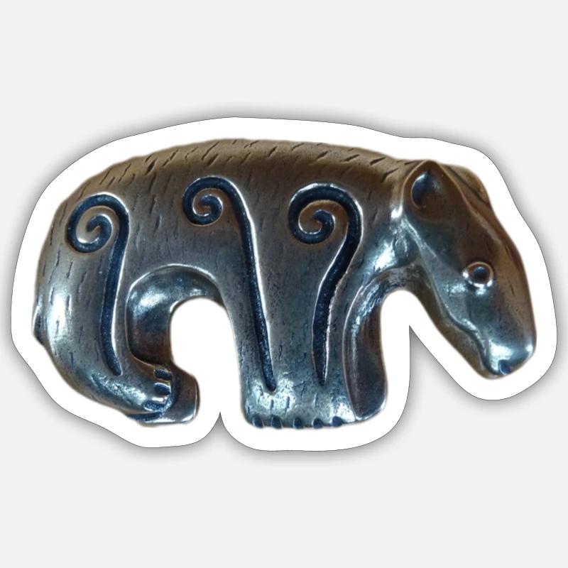 Kalevala silver bear - Sticker size S (10 x 10 cm) - white matte