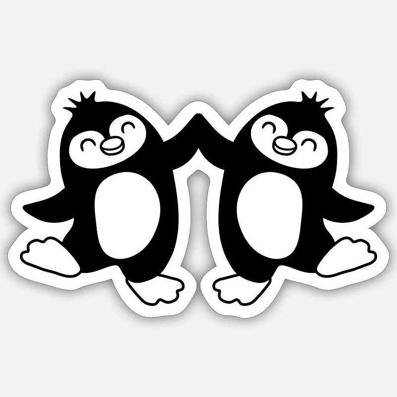 Begrüßung Pinguine High Five Sticker Größe S (10 x 10 cm)