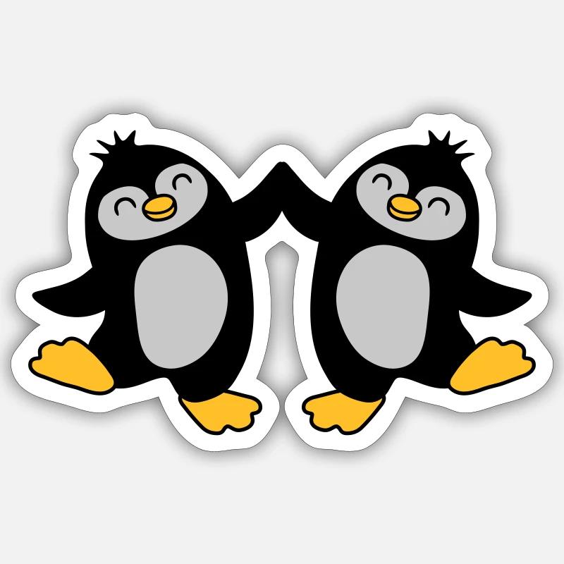 High Five Begrüßung Pinguine Sticker Größe S (10 x 10 cm)