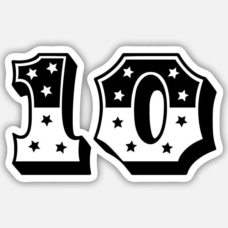 Dix - Sticker taille S (10 x 10 cm) - blanc mat