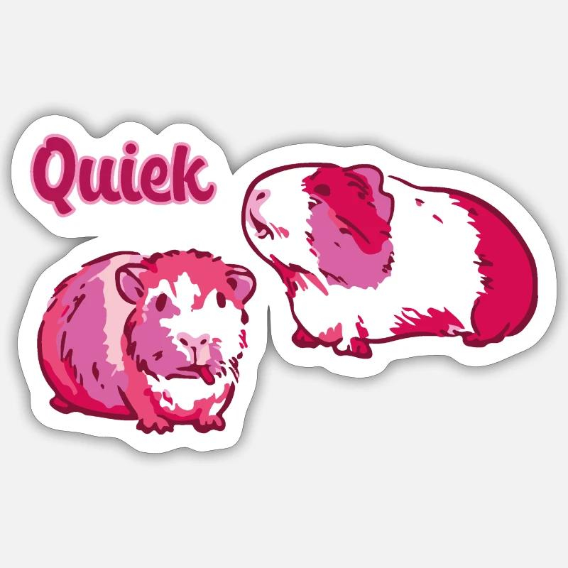 quiek,cochon d’Inde,rose,rose - Sticker taille S (10 x 10 cm) - blanc mat