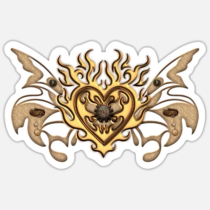 Wunderbare Herz-, Uhren- und Steampun-Zahnräder - Sticker Größe S (10 x 10 cm) - Mattweiß