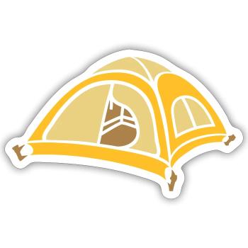 Design Cool Tente Camping - Sticker taille S (10 x 10 cm) - blanc mat - Devant