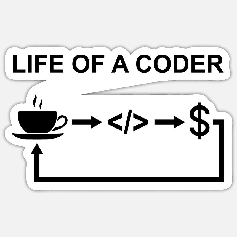 Life Of A Coder Software Developer Programmer Nerd Sticker Größe S (10 x 10 cm)