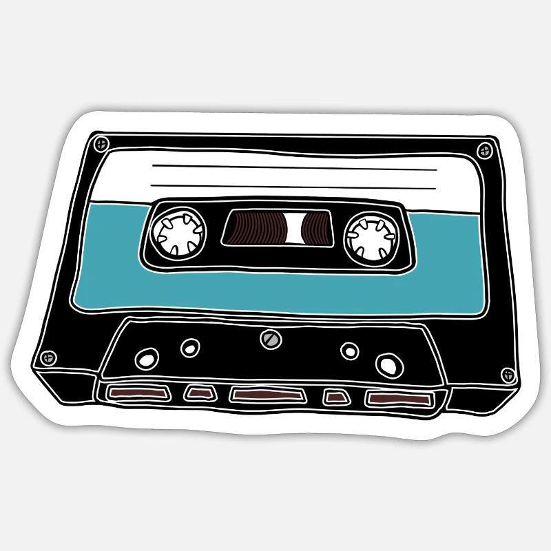 Cassette rétro - Sticker taille S (10 x 10 cm) - blanc mat