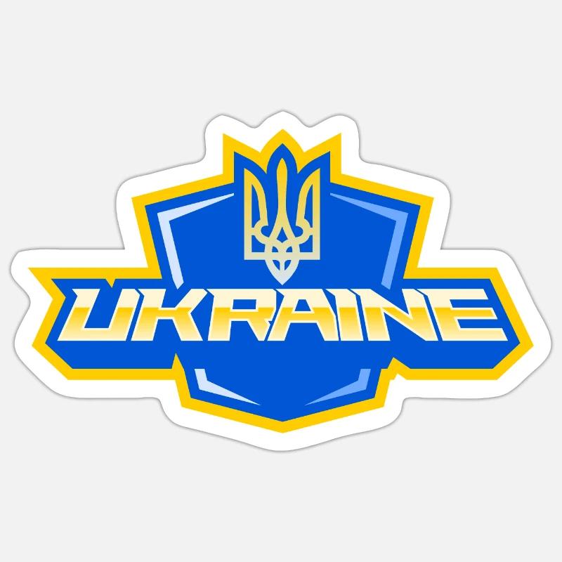 Logo de l’Ukraine support jaune bleu Sticker taille S (10 x 10 cm)