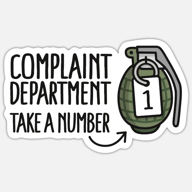 Beschwerdeabteilung Kundendienst Handgranate - Sticker Größe S (10 x 10 cm) - Mattweiß