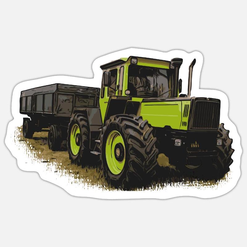 MB trac 1600 turbo avec remorque - Sticker taille S (10 x 10 cm) - blanc mat