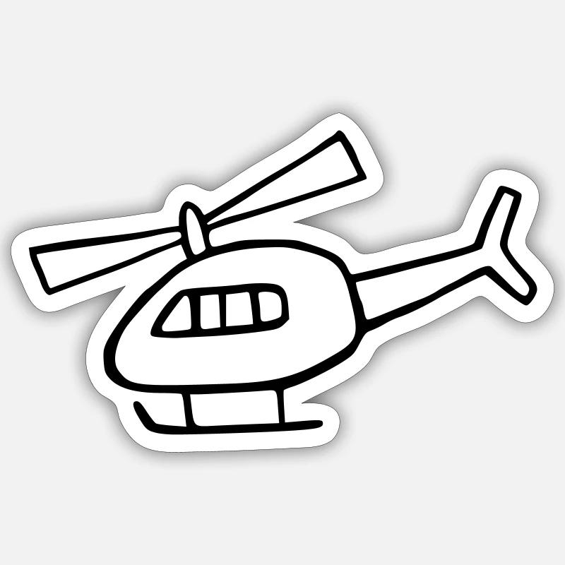 Hélicoptère - Sticker taille S (10 x 10 cm) - blanc mat