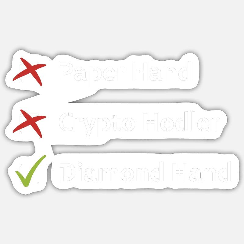 Check-list crypto main de diamant coché - Sticker taille S (10 x 10 cm) - blanc mat