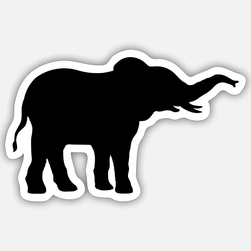 Elephant cool silhouette design Sticker size S (10 x 10 cm)