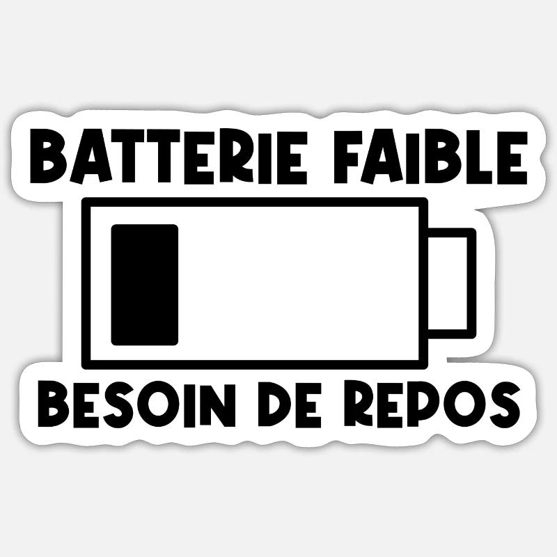 Batterie faible - Sticker taille S (10 x 10 cm) - blanc mat