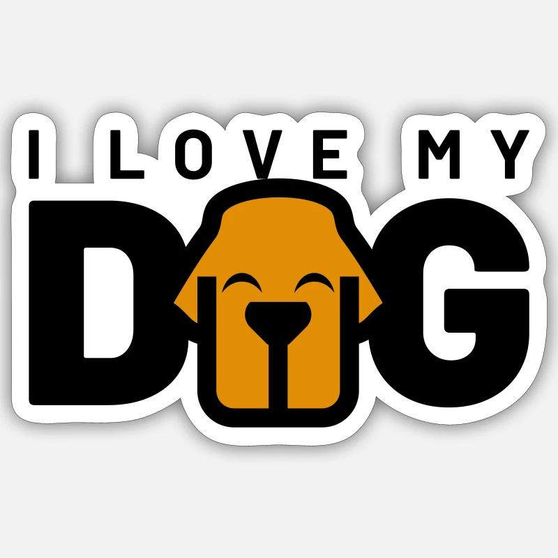 J’AIME MON CHIEN - Sticker taille S (10 x 10 cm) - blanc mat