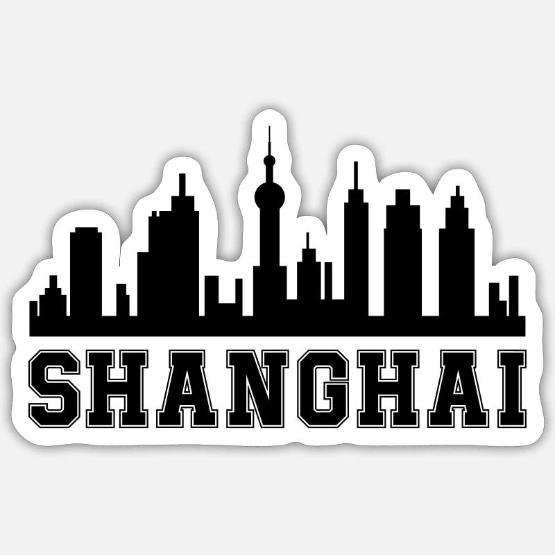 Shanghai - Sticker Größe S (10 x 10 cm) - Mattweiß