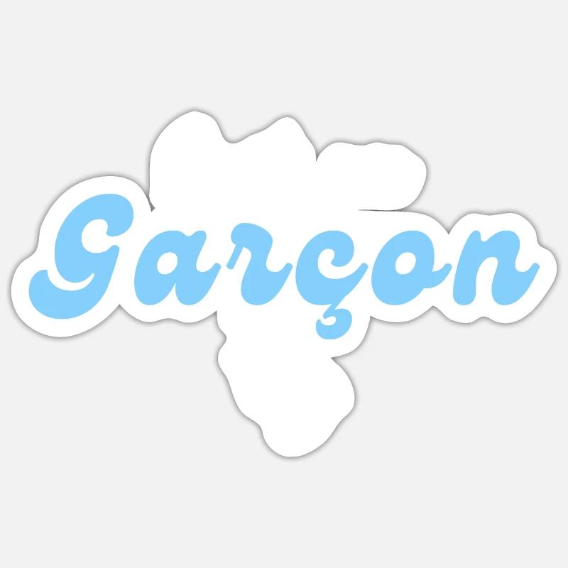 C'est un garçon-annonce grossesse - Sticker taille S (10 x 10 cm) - blanc mat
