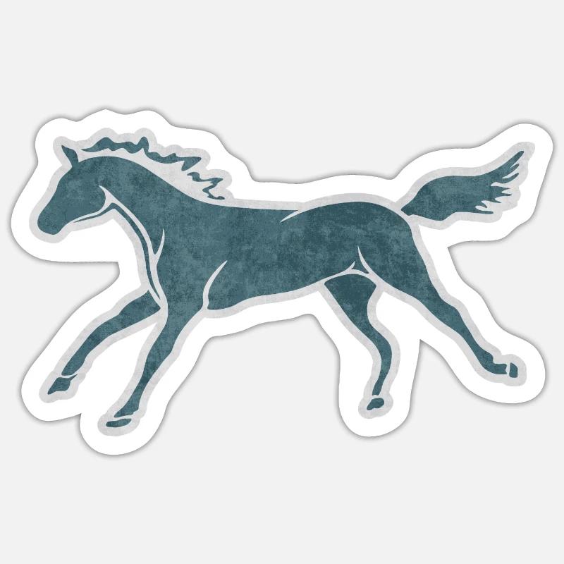 SÜSSES PFERD GALOPPIEREND - Sticker Größe S (10 x 10 cm) - Mattweiß