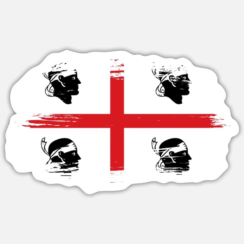 Drapeau vintage de Sardaigne - Sticker taille S (10 x 10 cm) - blanc mat