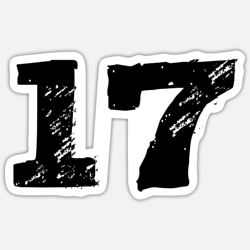 Maillot 17 numéro - Sticker taille S (10 x 10 cm) - blanc mat