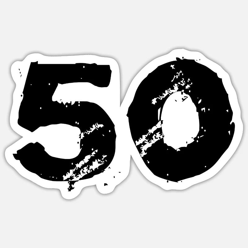 50 number jersey - Sticker size S (10 x 10 cm) - white matte