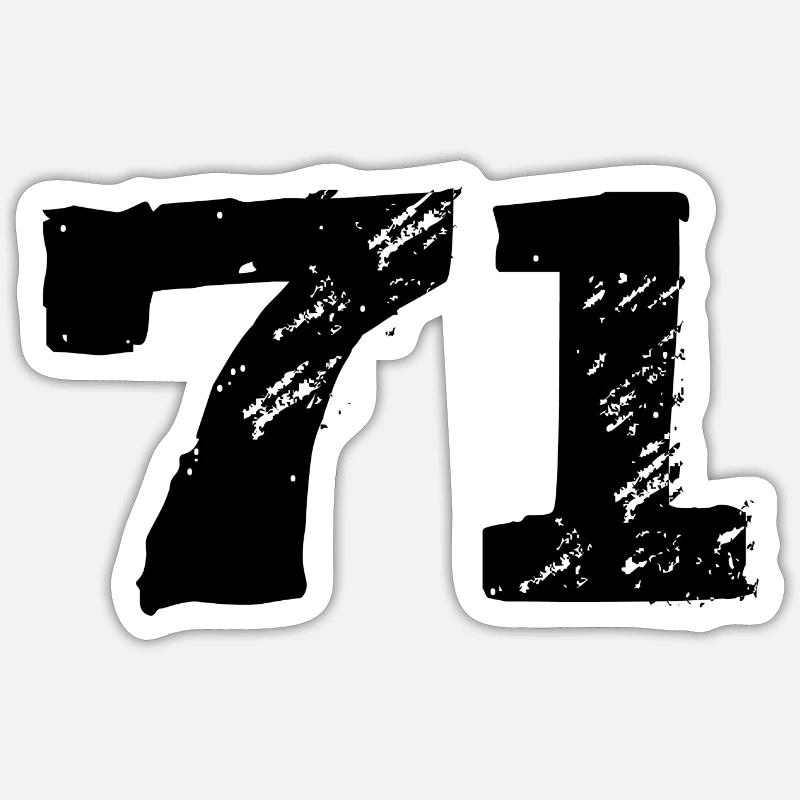 71 Maillot numéro - Sticker taille S (10 x 10 cm) - blanc mat