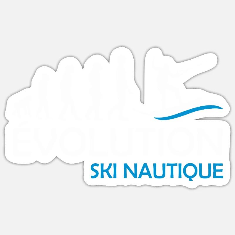 évolution ski nautique - Sticker taille S (10 x 10 cm) - blanc mat