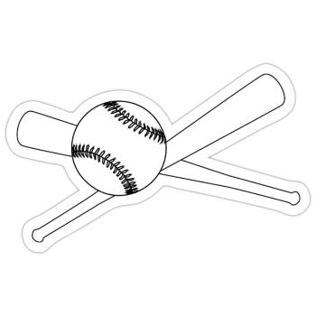 Baseball et 2 battes - Sticker taille S (10 x 10 cm) - blanc mat - Devant