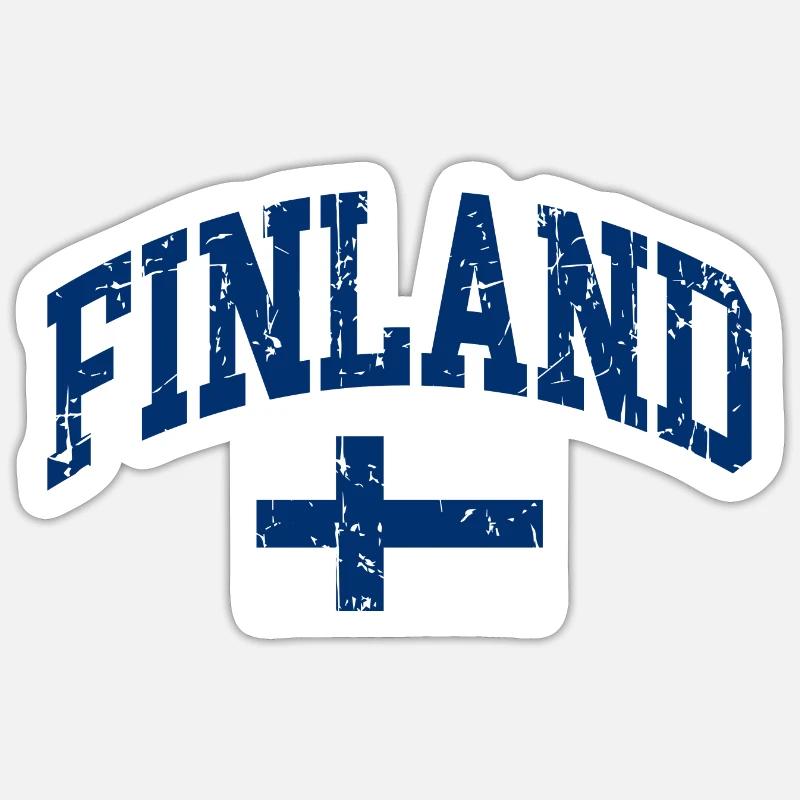 DRAPEAU FINLANDAIS - Sticker taille S (10 x 10 cm) - blanc mat