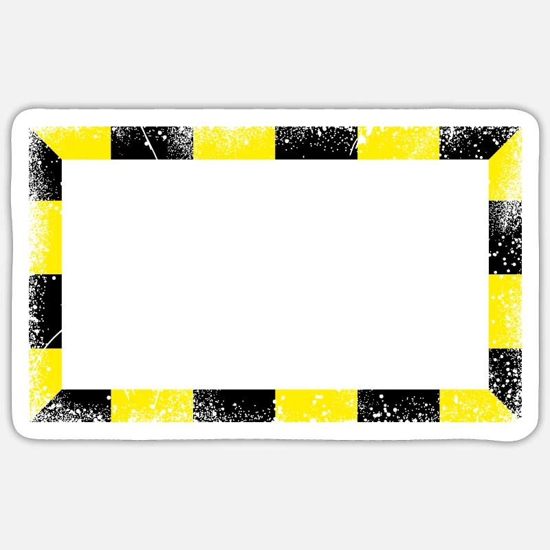 Cadre - Jaune/ Noir - Sticker taille S (10 x 10 cm) - blanc mat