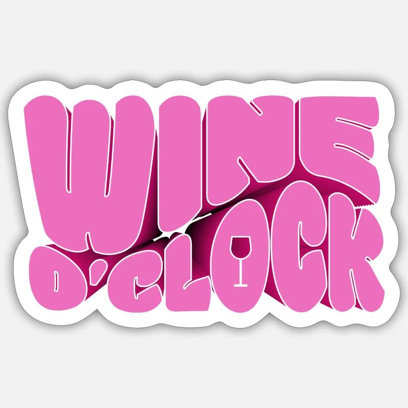 Wine o`clock Sticker Größe S (10 x 10 cm)