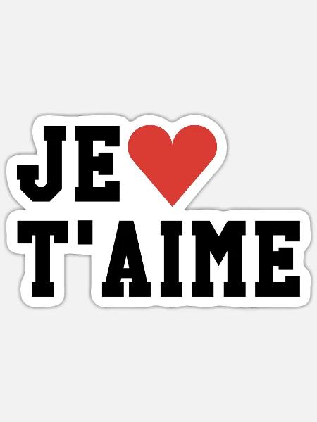 Je T'aime - Sticker Größe S (10 x 10 cm) - Mattweiß