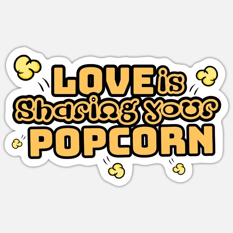 Popcorn Liebe - Sticker Größe S (10 x 10 cm) - Mattweiß